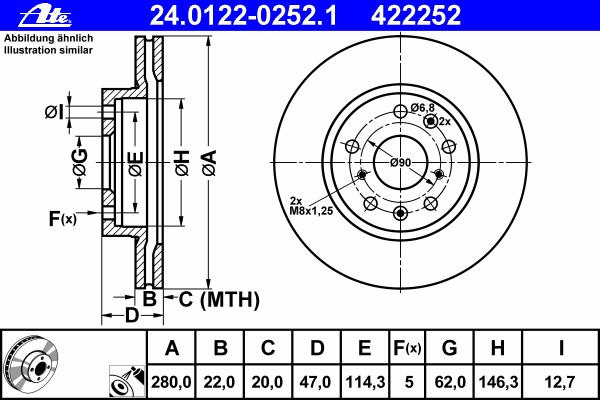 Disc frana 24.0122-0252.1 ATE - Frana disc