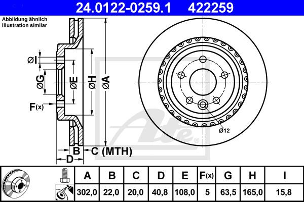 Disc frana 24.0122-0259.1 ATE - Frana disc Disc frana 24.0122-0259.1 ATE - Frana disc