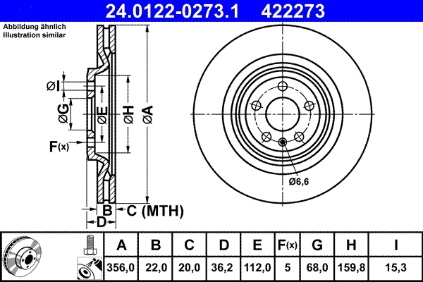 Disc frana 24.0122-0273.1 ATE - Disc frana Disc frana 24.0122-0273.1 ATE - Disc frana