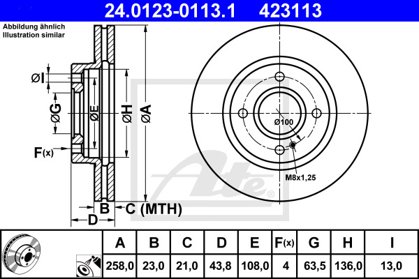 Disc frana 24.0123-0113.1 ATE - Disc frana Disc frana 24.0123-0113.1 ATE - Disc frana