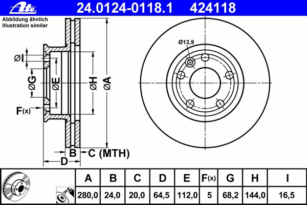 Disc frana 24.0124-0118.1 ATE - Disc frana Disc frana 24.0124-0118.1 ATE - Disc frana