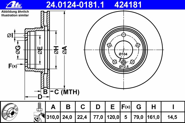 Disc frana 24.0124-0181.1 ATE - Frana disc
