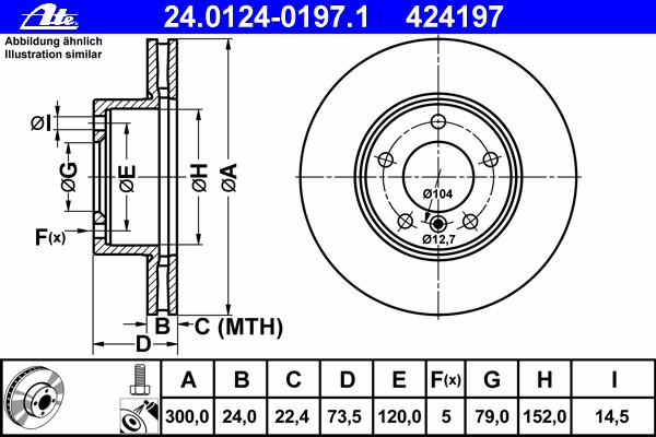 Disc frana 24.0124-0197.1 ATE - Frana disc