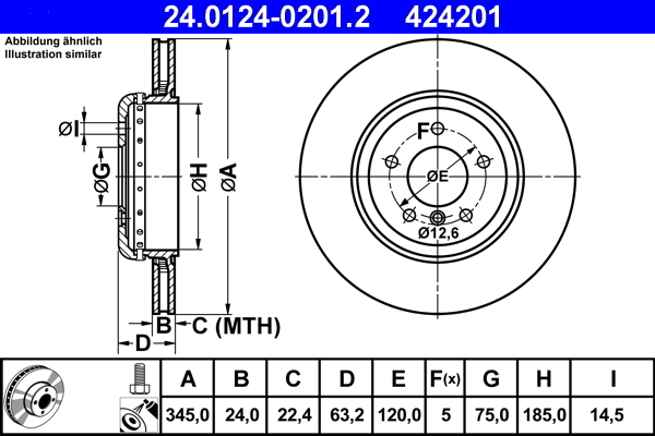 Disc frana 24.0124-0201.2 ATE - Frana disc Disc frana 24.0124-0201.2 ATE - Frana disc