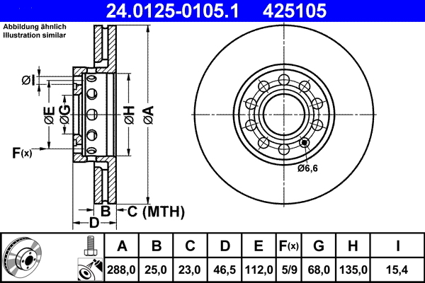 Disc frana 24.0125-0105.1 ATE - Disc frana Disc frana 24.0125-0105.1 ATE - Disc frana