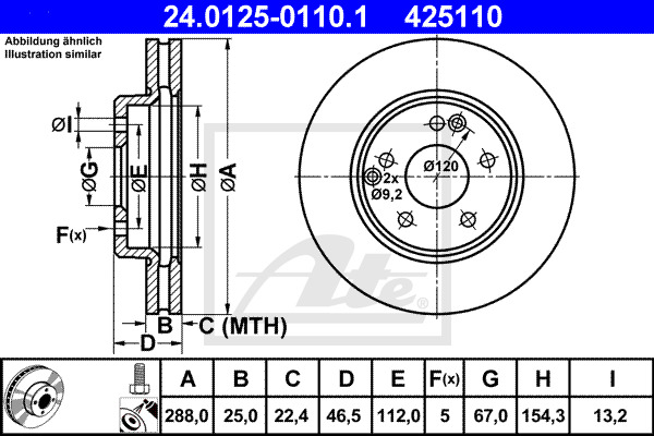 Disc frana 24.0125-0110.1 ATE - Disc frana Disc frana 24.0125-0110.1 ATE - Disc frana