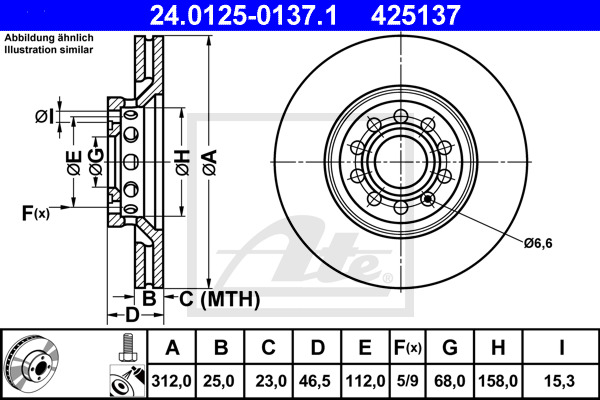 Disc frana 24.0125-0137.1 ATE - Disc frana Disc frana 24.0125-0137.1 ATE - Disc frana
