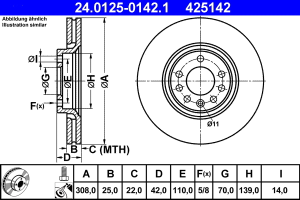 Disc frana 24.0125-0142.1 ATE - Frana disc