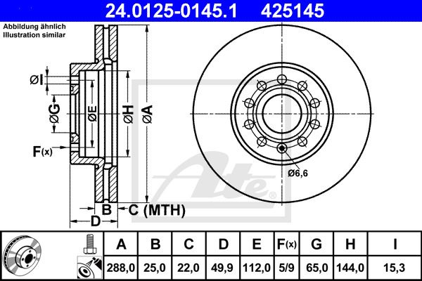 Disc frana 24.0125-0145.1 ATE - Disc frana Disc frana 24.0125-0145.1 ATE - Disc frana