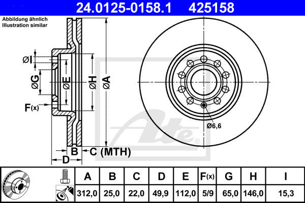 Disc frana 24.0125-0158.1 ATE - Disc frana Disc frana 24.0125-0158.1 ATE - Disc frana