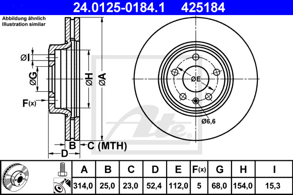 Disc frana 24.0125-0184.1 ATE - Disc frana