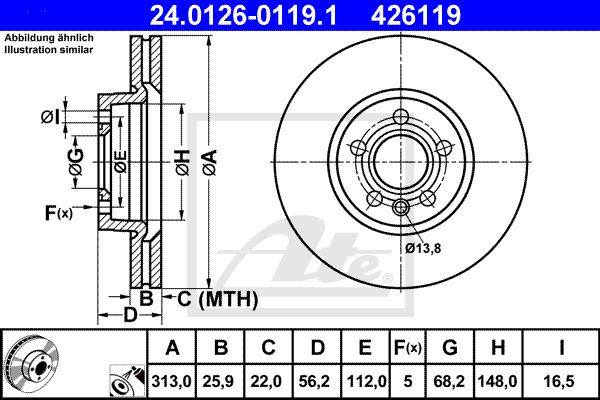 Disc frana 24.0126-0119.1 ATE - Disc frana Disc frana 24.0126-0119.1 ATE - Disc frana