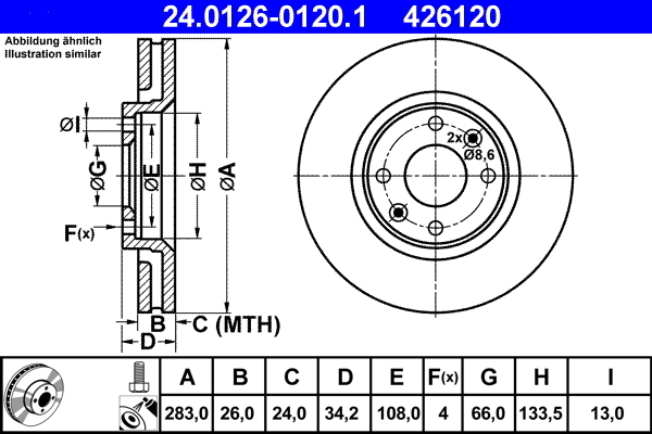 Disc frana 24.0126-0120.1 ATE - Disc frana Disc frana 24.0126-0120.1 ATE - Disc frana