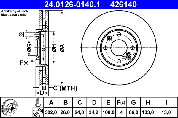 Disc frana 24.0126-0140.1 ATE - Disc frana