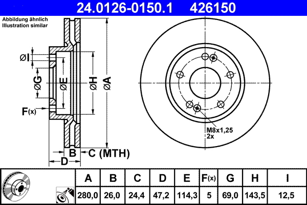 Disc frana 24.0126-0150.1 ATE - Disc frana