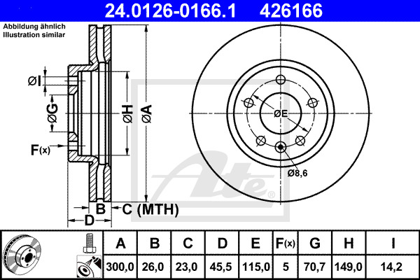 Disc frana 24.0126-0166.1 ATE - Disc frana Disc frana 24.0126-0166.1 ATE - Disc frana