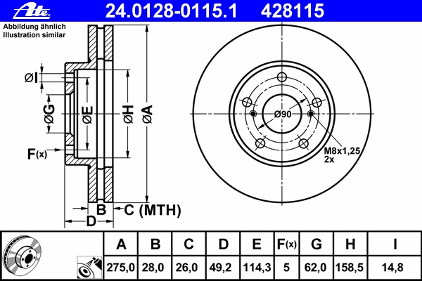 Disc frana 24.0128-0115.1 ATE - Disc frana