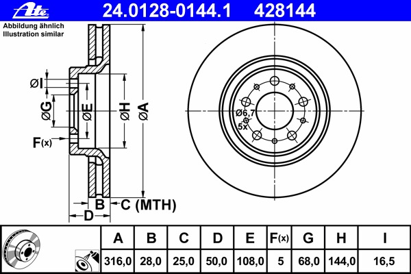 Disc frana 24.0128-0144.1 ATE - Disc frana Disc frana 24.0128-0144.1 ATE - Disc frana