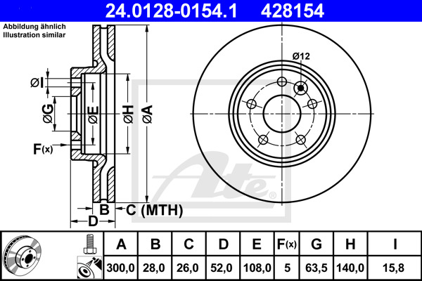 Disc frana 24.0128-0154.1 ATE - Frana disc Disc frana 24.0128-0154.1 ATE - Frana disc