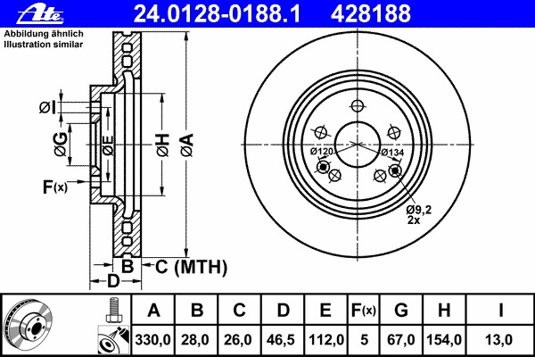 Disc frana 24.0128-0188.1 ATE - Disc frana Disc frana 24.0128-0188.1 ATE - Disc frana