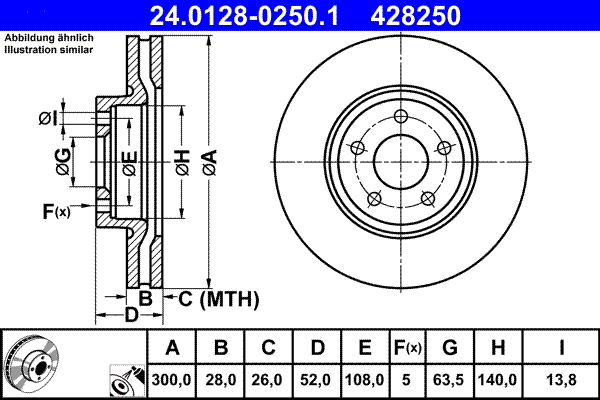 Disc frana 24.0128-0250.1 ATE - Frana disc Disc frana 24.0128-0250.1 ATE - Frana disc