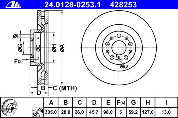 Disc frana 24.0128-0253.1 ATE - Disc frana
