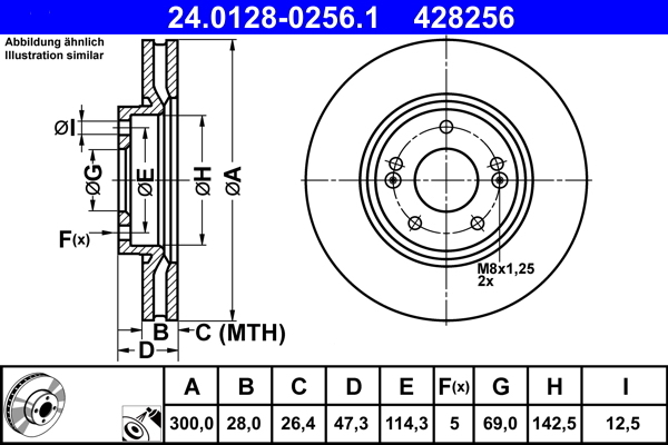 Disc frana 24.0128-0256.1 ATE - Frana disc Disc frana 24.0128-0256.1 ATE - Frana disc