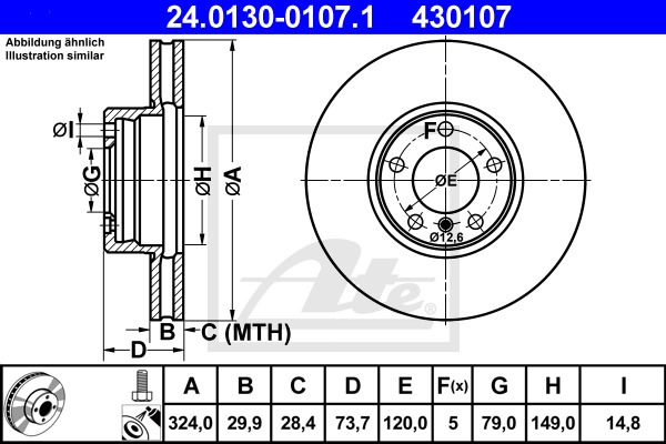 Disc frana 24.0130-0107.1 ATE - Frana disc