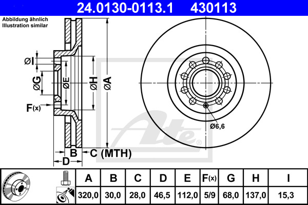 Disc frana 24.0130-0113.1 ATE - Disc frana Disc frana 24.0130-0113.1 ATE - Disc frana