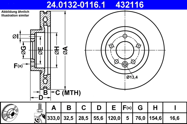 Disc frana 24.0132-0116.1 ATE - Frana disc Disc frana 24.0132-0116.1 ATE - Frana disc