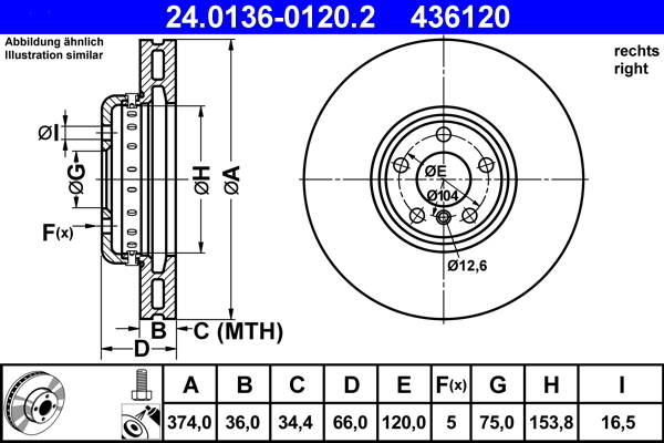 Disc frana 24.0136-0120.2 ATE - Disc frana Disc frana 24.0136-0120.2 ATE - Disc frana