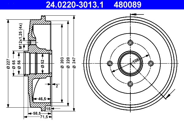 Tambur frana 24.0220-3013.1 ATE - Frana tambur Tambur frana 24.0220-3013.1 ATE - Frana tambur