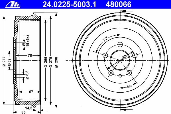 Tambur frana 24.0225-5003.1 ATE - Tambur frana Tambur frana 24.0225-5003.1 ATE - Tambur frana