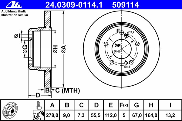 Disc frana 24.0309-0114.1 ATE - Disc frana Disc frana 24.0309-0114.1 ATE - Disc frana