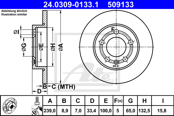 Disc frana 24.0309-0133.1 ATE - Frana disc