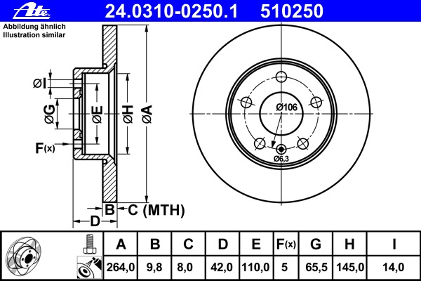 Disc frana 24.0310-0250.1 ATE - Frana disc Disc frana 24.0310-0250.1 ATE - Frana disc