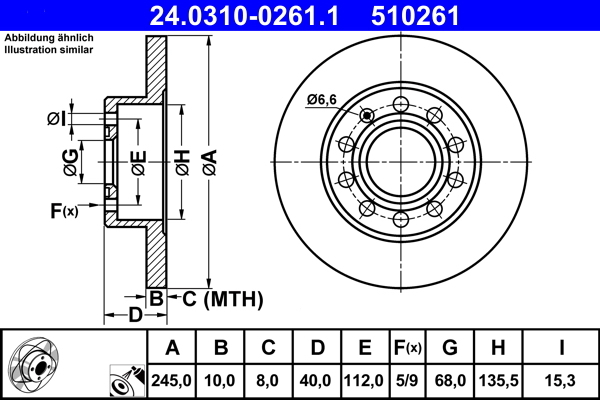 Disc frana 24.0310-0261.1 ATE - Disc frana Disc frana 24.0310-0261.1 ATE - Disc frana