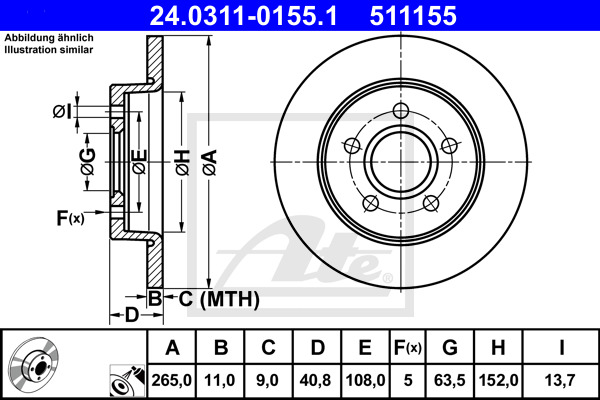 Disc frana 24.0311-0155.1 ATE - Frana disc