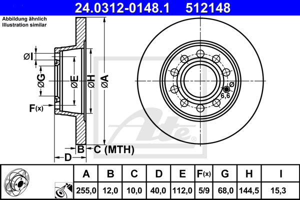 Disc frana 24.0312-0148.1 ATE - Disc frana Disc frana 24.0312-0148.1 ATE - Disc frana