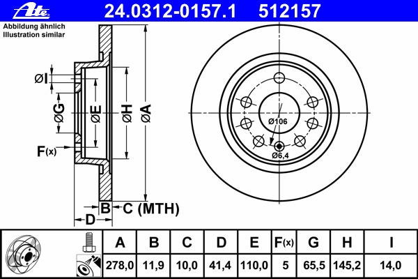 Disc frana 24.0312-0157.1 ATE - Frana disc Disc frana 24.0312-0157.1 ATE - Frana disc