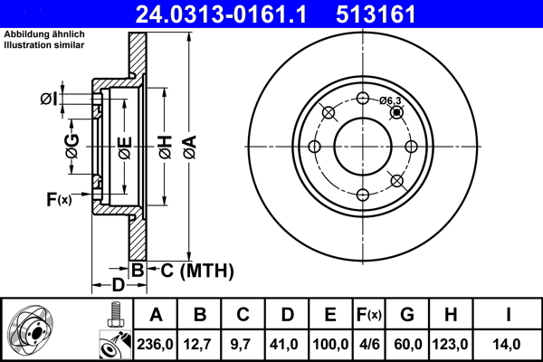 Disc frana 24.0313-0161.1 ATE - Frana disc Disc frana 24.0313-0161.1 ATE - Frana disc