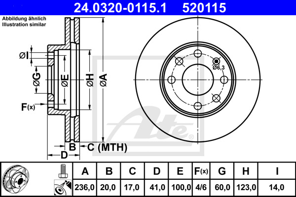 Disc frana 24.0320-0115.1 ATE - Frana disc Disc frana 24.0320-0115.1 ATE - Frana disc