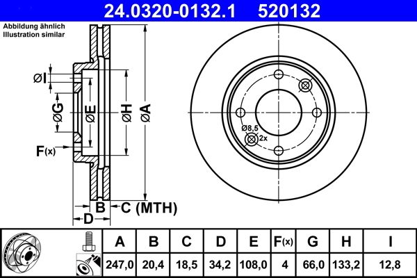 Disc frana 24.0320-0132.1 ATE - Frana disc Disc frana 24.0320-0132.1 ATE - Frana disc
