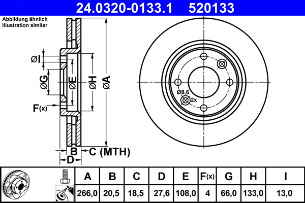 Disc frana 24.0320-0133.1 ATE - Frana disc Disc frana 24.0320-0133.1 ATE - Frana disc