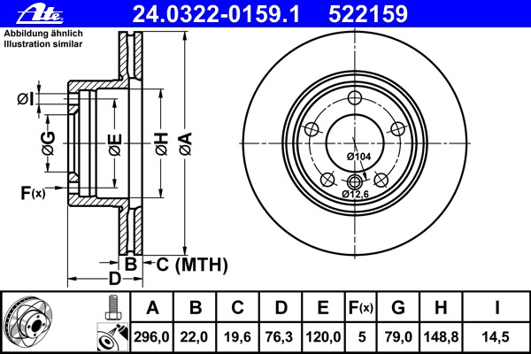 Disc frana 24.0322-0159.1 ATE - Frana disc