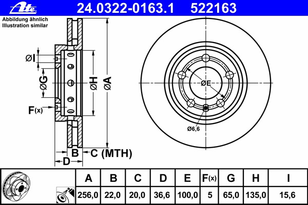 Disc frana 24.0322-0163.1 ATE - Frana disc
