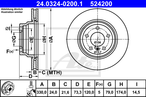 Disc frana 24.0324-0200.1 ATE - Frana disc Disc frana 24.0324-0200.1 ATE - Frana disc