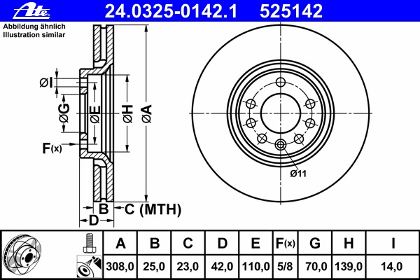 Disc frana 24.0325-0142.1 ATE - Frana disc