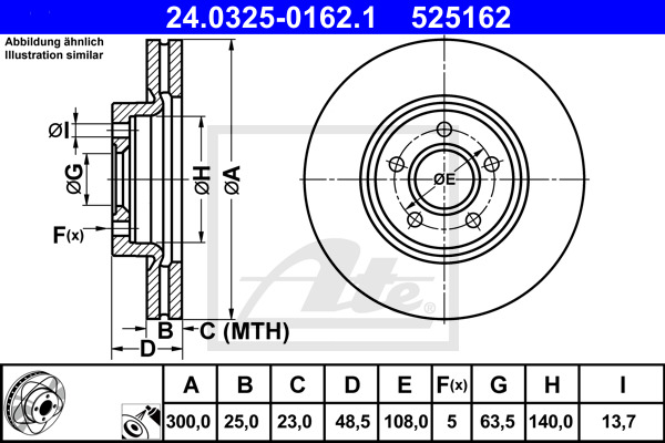 Disc frana 24.0325-0162.1 ATE - Disc frana Disc frana 24.0325-0162.1 ATE - Disc frana