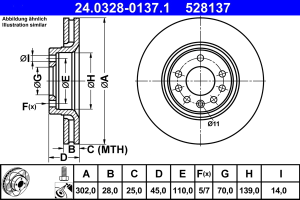 Disc frana 24.0328-0137.1 ATE - Frana disc Disc frana 24.0328-0137.1 ATE - Frana disc